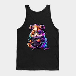 Synthwave/Retrowave neon HAMSTER with Glasses Tank Top